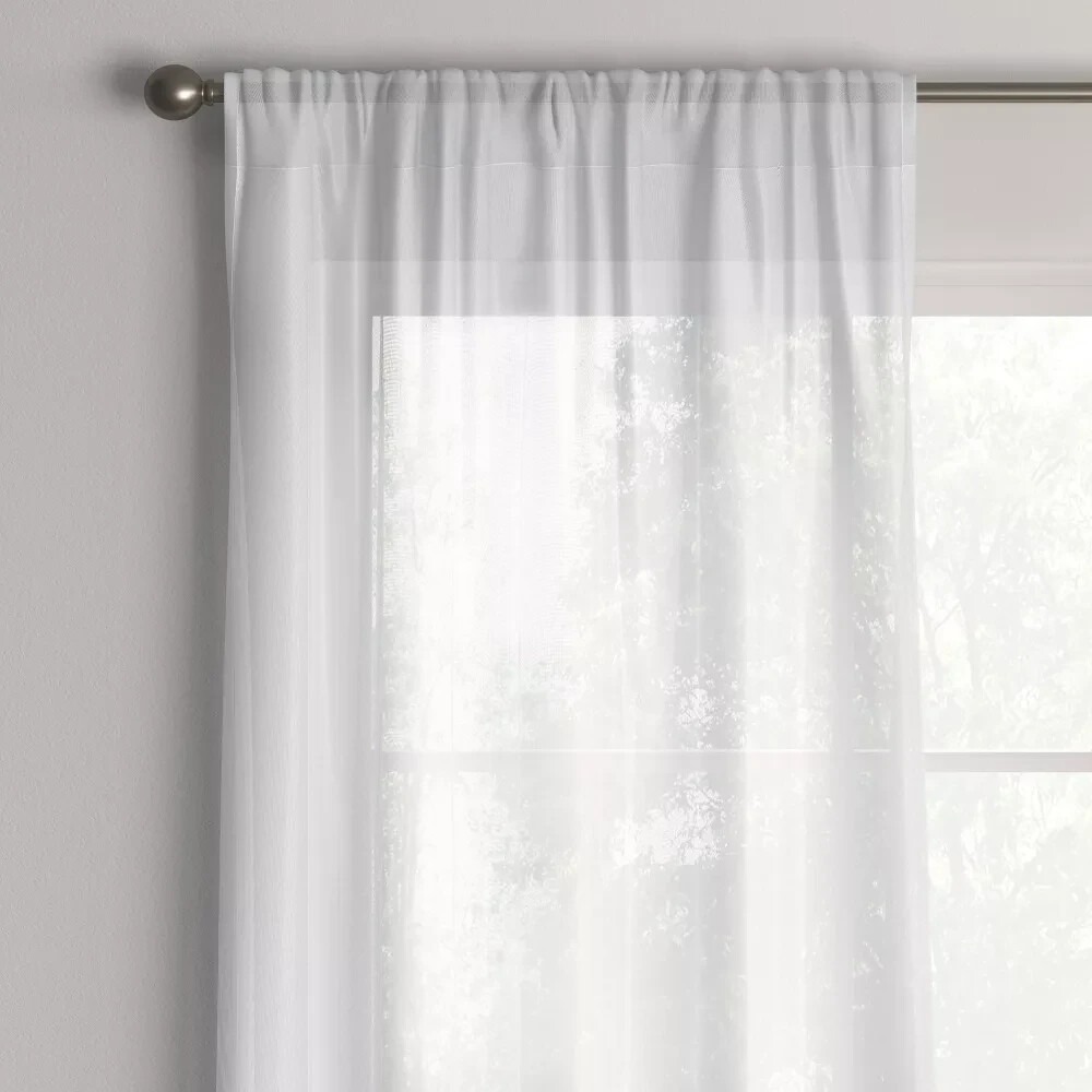 ⚡️1 pc Sheer Crinkle Window Curtain Panel White - Room Essentials 40"W x 63"L